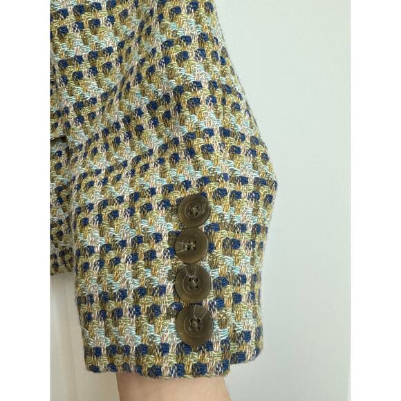 Talbots Petites Size 14P Green/ Blue Tweed Wool Blend 3 Button 90s, Y2K Blazer - Picture 7 of 11